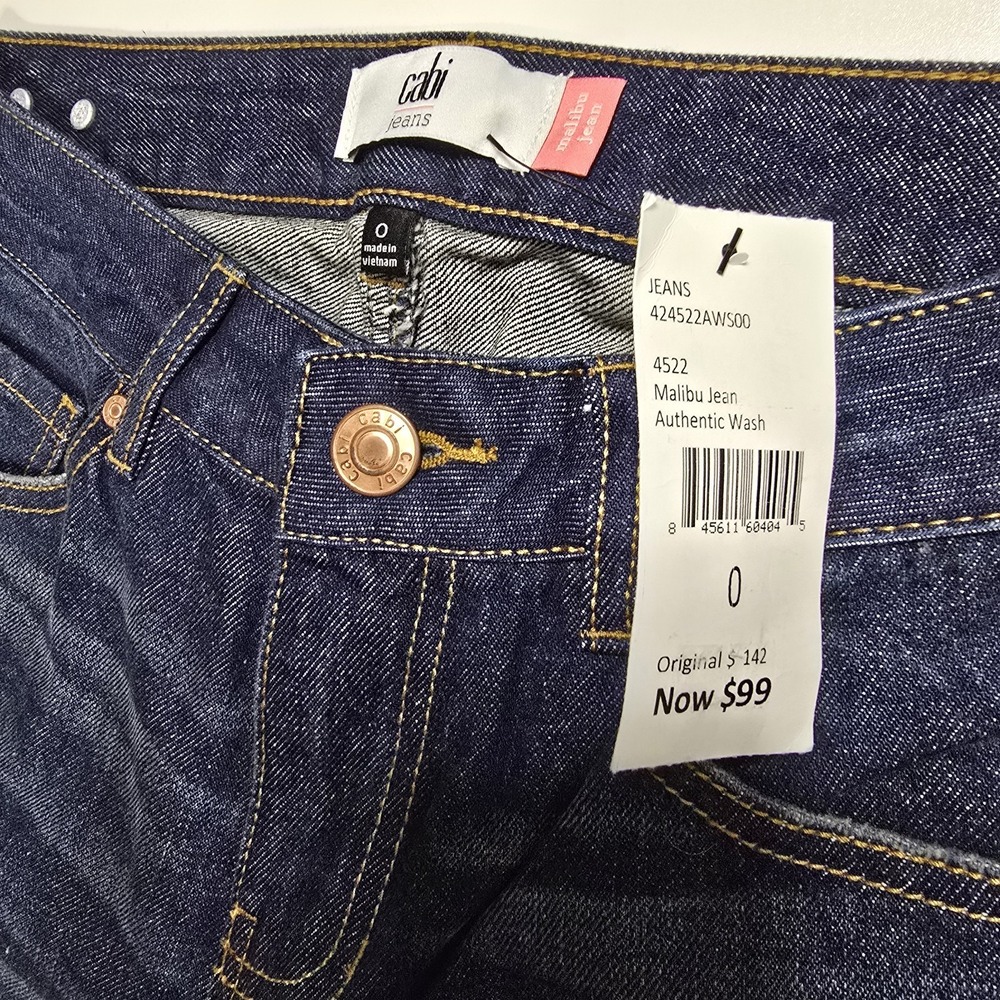 Cabi Malibu Jean Women's 0 Dark Authentic Wash Straight Leg Long Inseam‎ NWT - Picture 9 of 16
